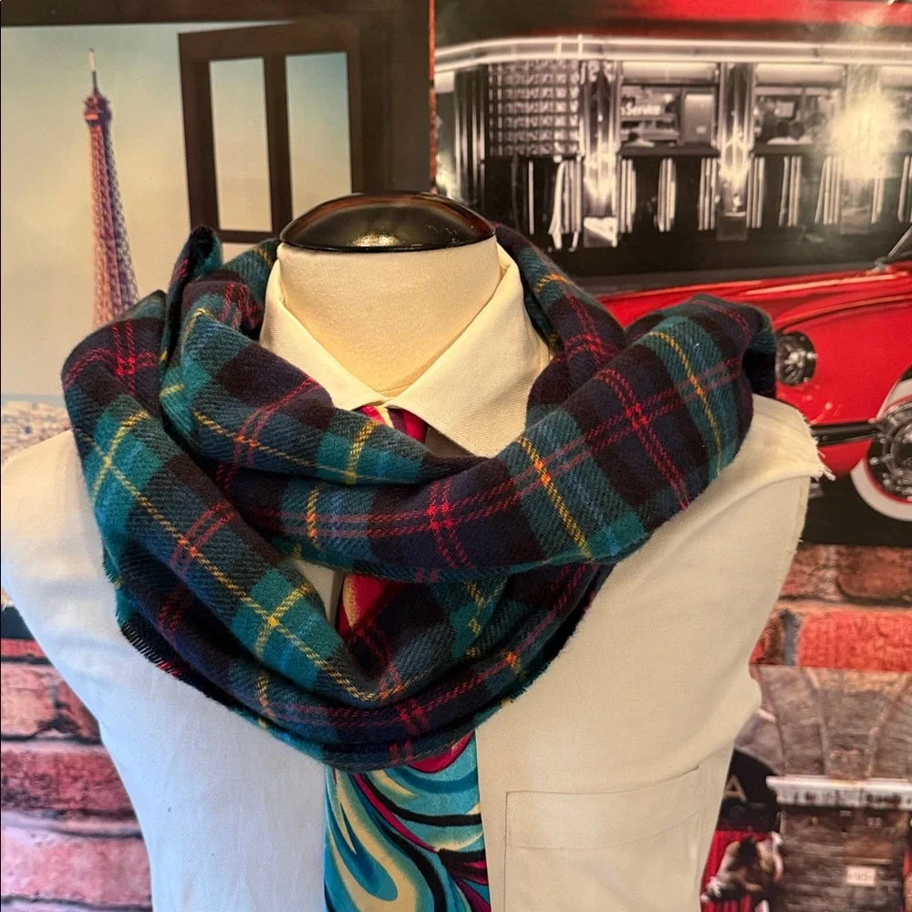 Lands' End Multicolor Plaid Scarf